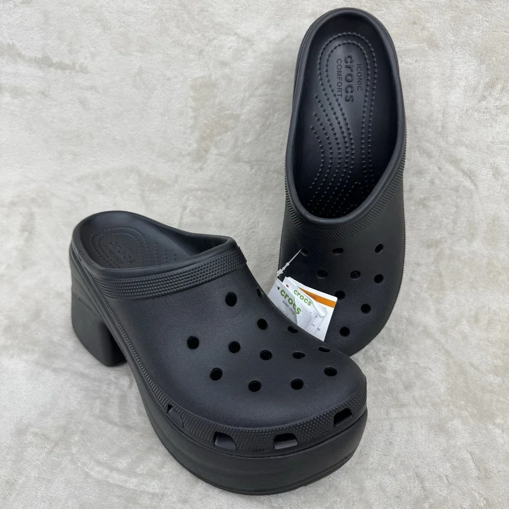 Crocs Siren Clog Black Platform Heels Unisex M11 W13 NWT 208547-001